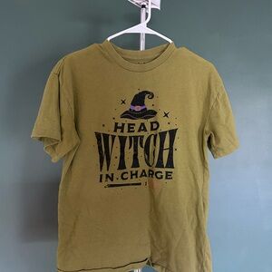 Olive Green "Head Witch in Charge" Graphic Tee